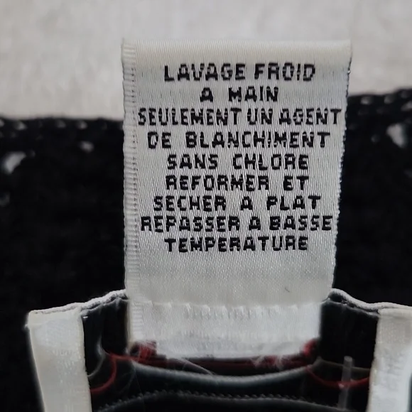 TALBOTS Women's XL Knit Crochet Cardigan Black White Boho Open Front Y2K Vibe - Picture 10 of 14